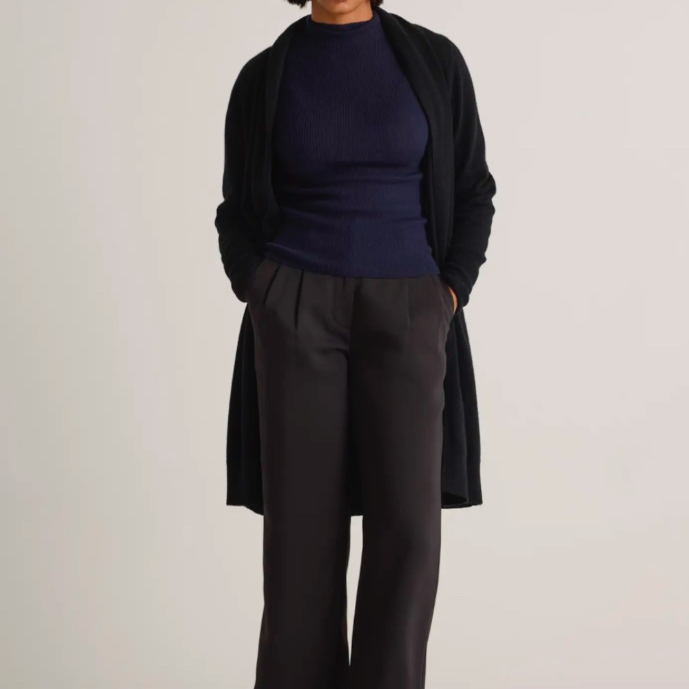 Quince Mongolian Cashmere Duster Cardigan Sweater Black sz M Medium Women's NWT